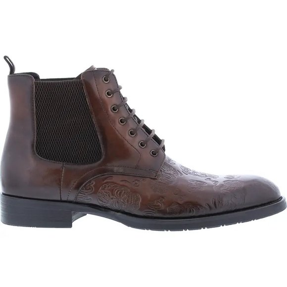 Robert Graham Hyperspace Skull Embossed Lace-Up Leather Boot in Brown main image 5